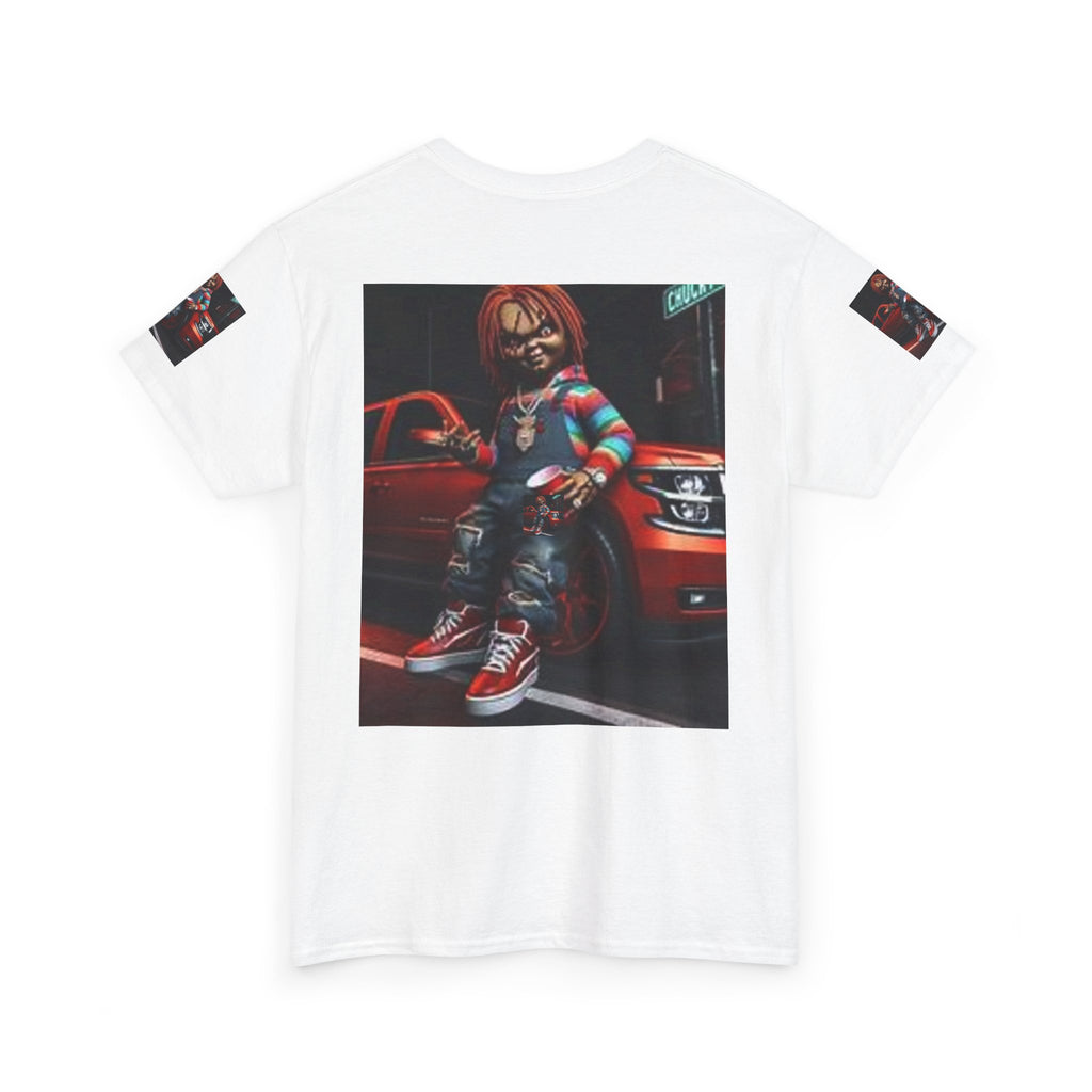 Horror Chucky Graphic Tee — Retro Red Car Street-Chill T-Shirt