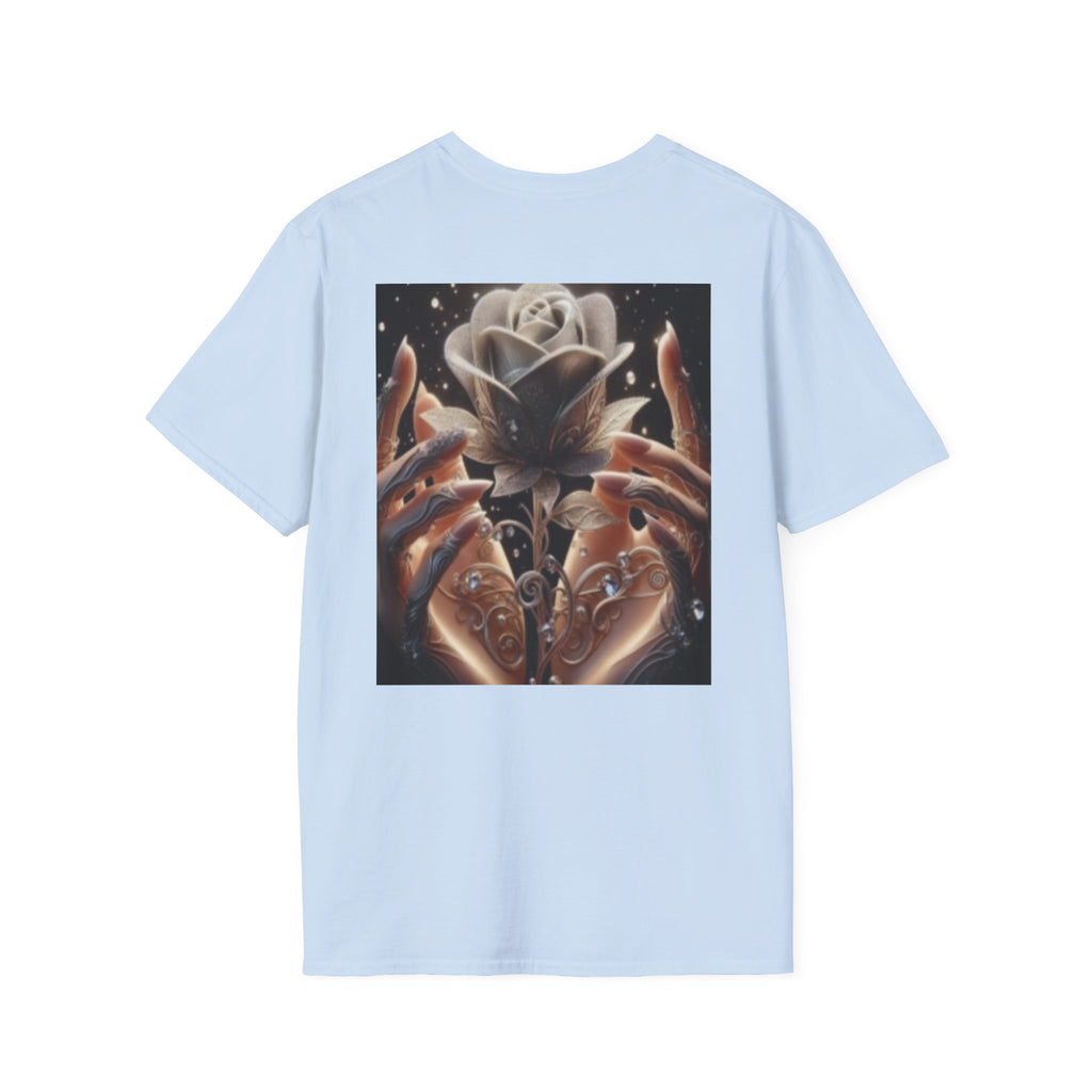 Floral Mystic Rose T‑Shirt — Ethereal Hands & Black Rose Graphic Tee