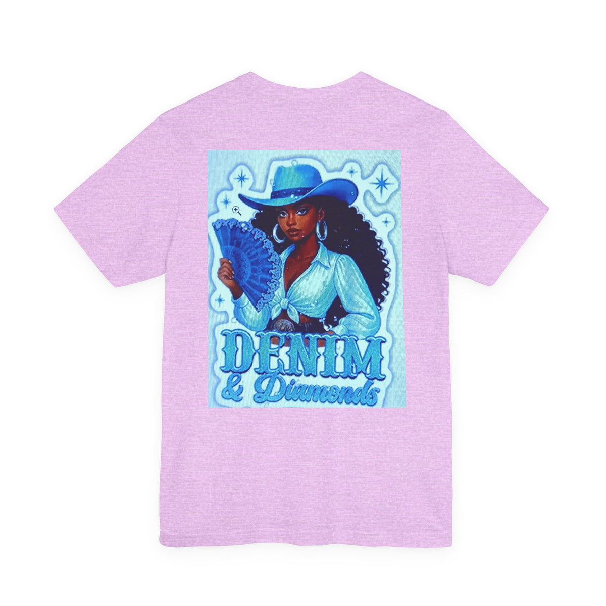 Denim & Diamonds Graphic T‑Shirt — Retro Blue Cowgirl Design