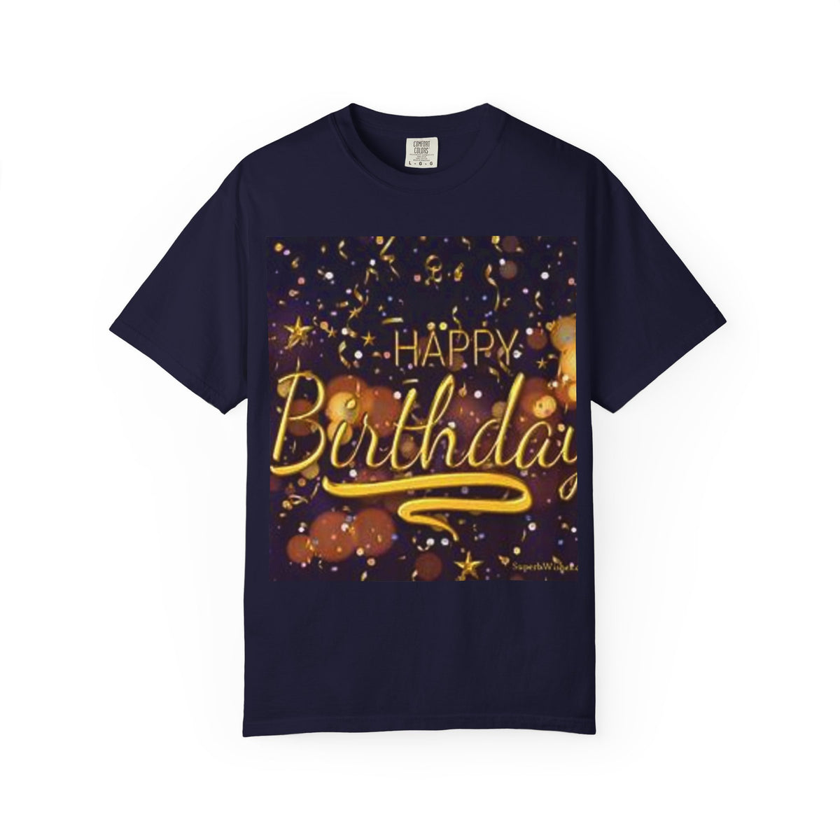 Birthday T-Shirt — Gold Confetti "Happy Birthday" Tee