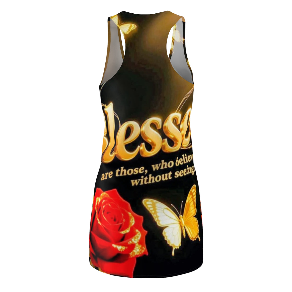 Blessed Floral Racerback Dress — 'Blessed' Script with Rose & Butterfly