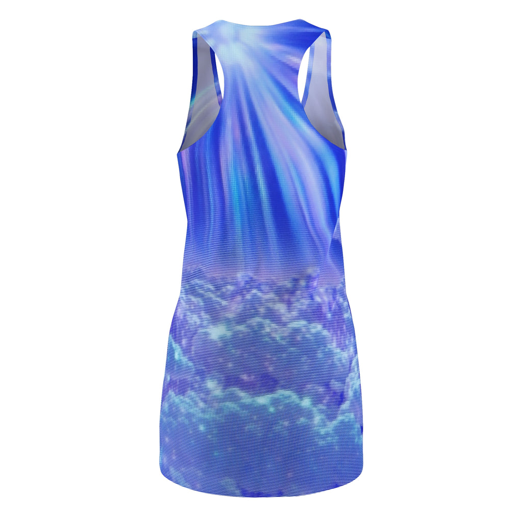 Racerback Dress – Blue Aurora Cloudscape All-Over Print
