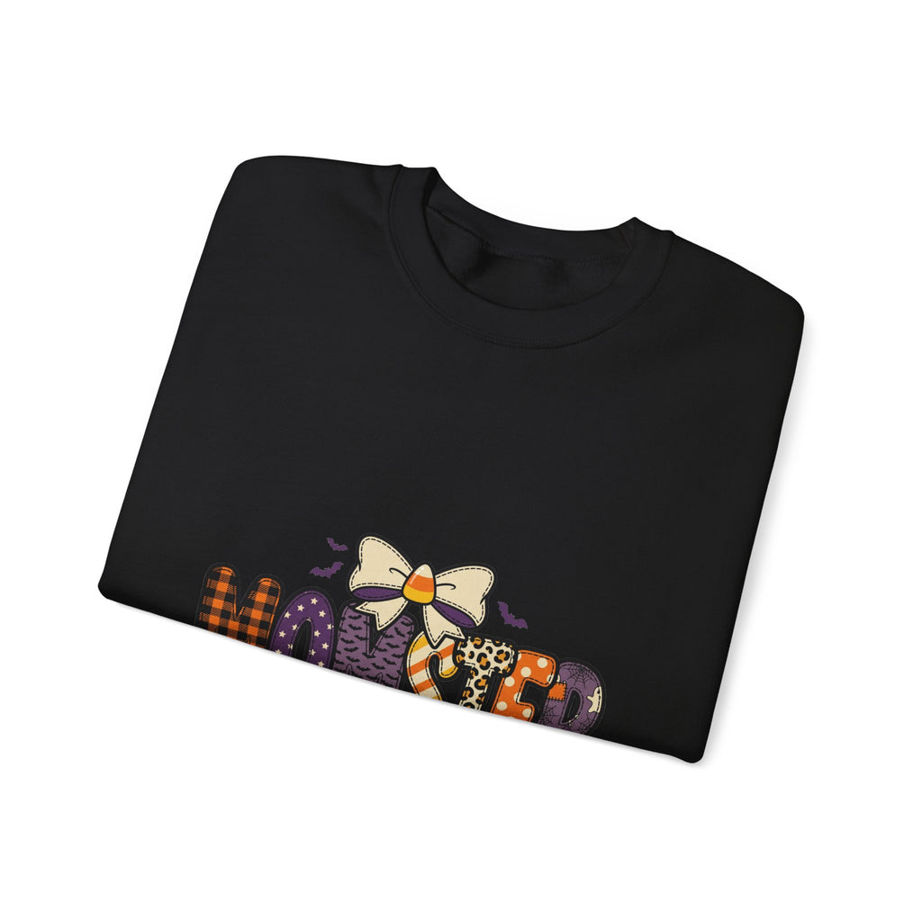 Momster Halloween Mom Sweatshirt | Cute Gothic Pumpkin Plaid Lettering