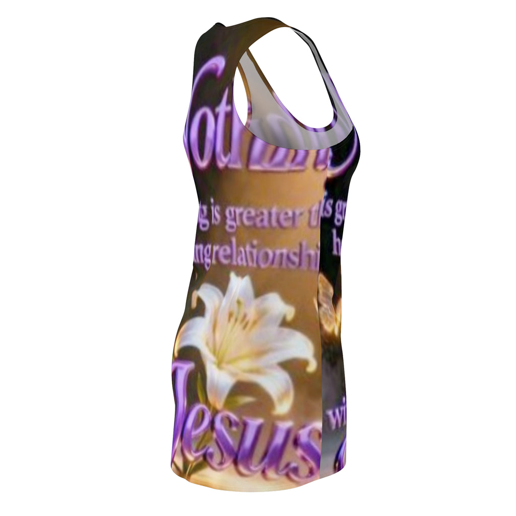 Racerback Dress — "Nothing is Greater" Floral Christian Jesus Message