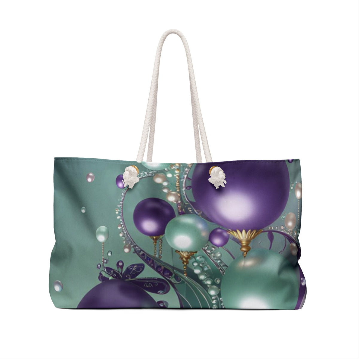 Holiday Ornament Weekender Bag — Purple & Teal Christmas Travel Tote