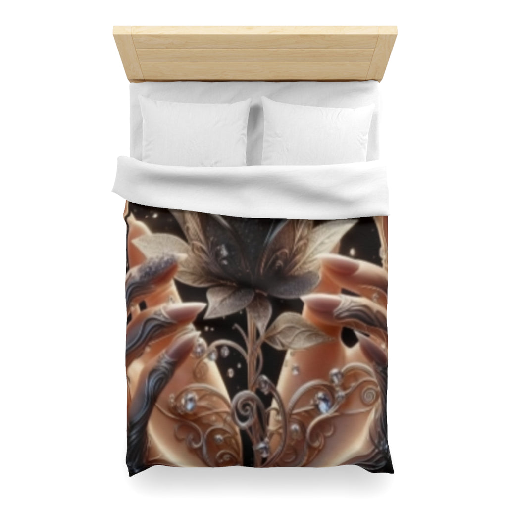 Black Rose Fantasy Duvet Cover — Elegant Floral Microfiber Bedding