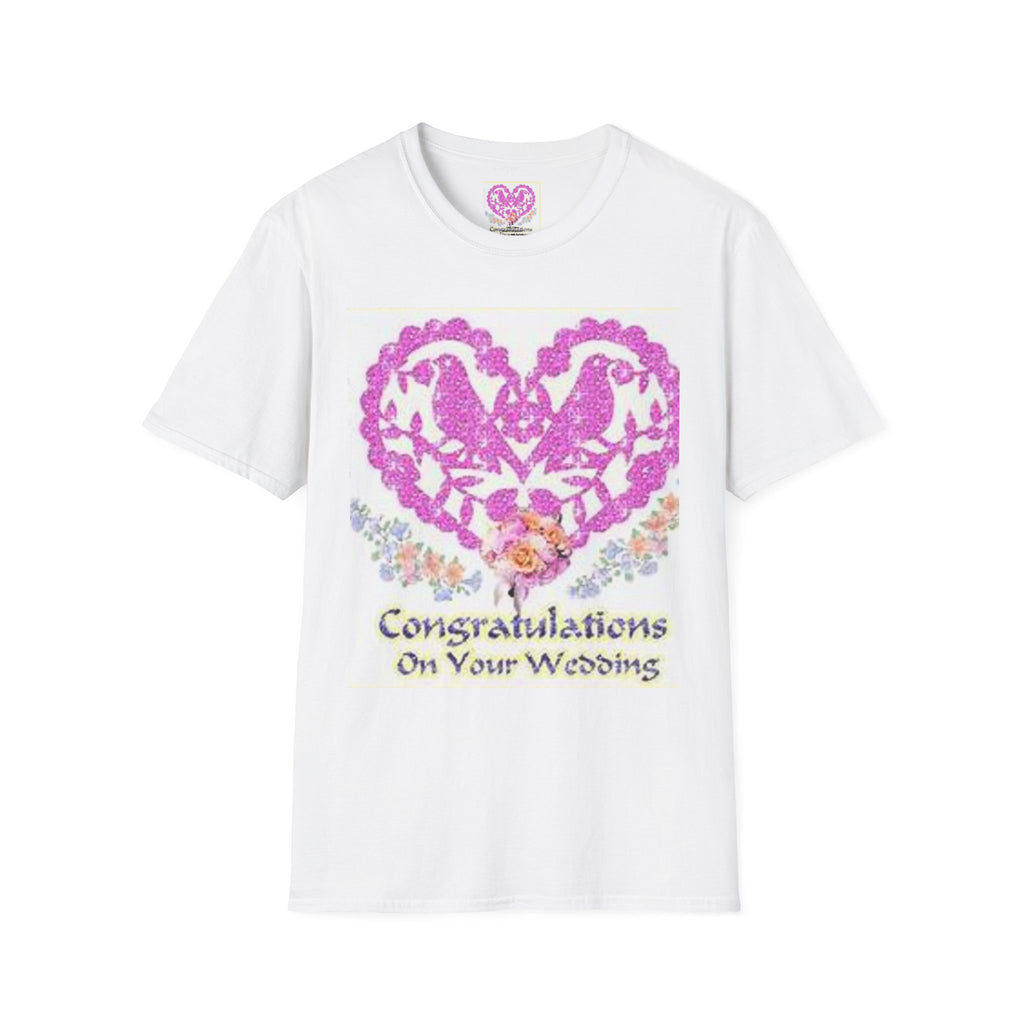 Wedding Congratulations T-Shirt — Pink Glitter Heart Design