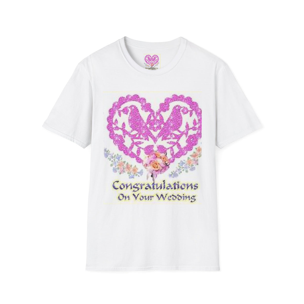 Wedding Congratulations T-Shirt — Pink Glitter Heart Design