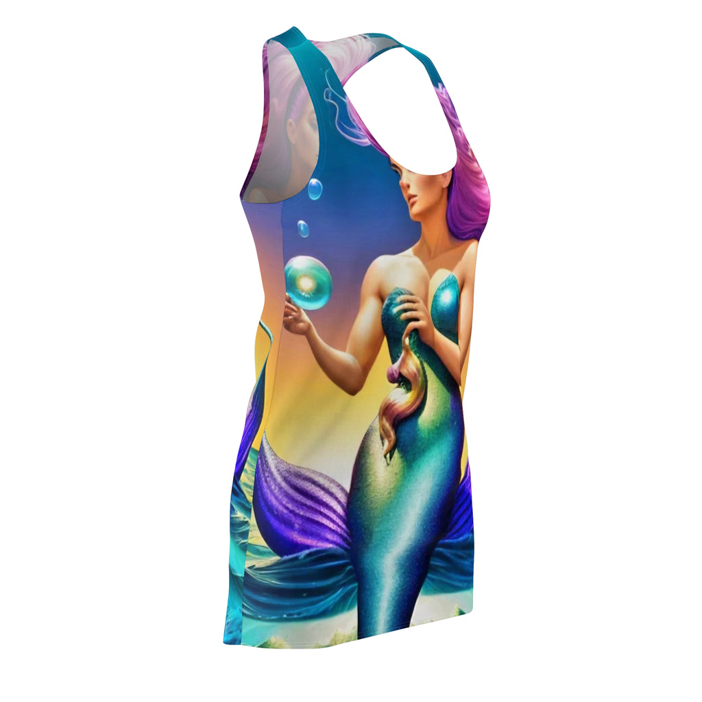 Mermaid Racerback Dress – Vibrant All-Over-Print Beachwear