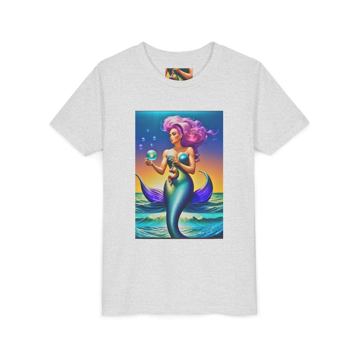 Youth Mermaid Tee — Colorful Fantasy Mermaid Graphic Shirt for Kids