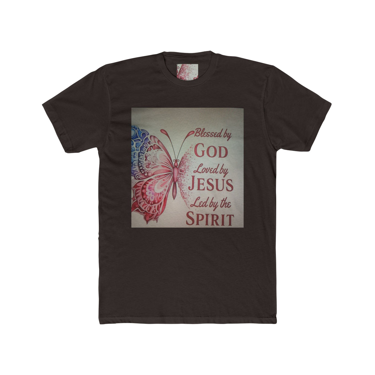 Blessed by God Butterfly Tee — "Blessed by God, Loved by Jesus, Led by the Spirit" Christian T-Shirt