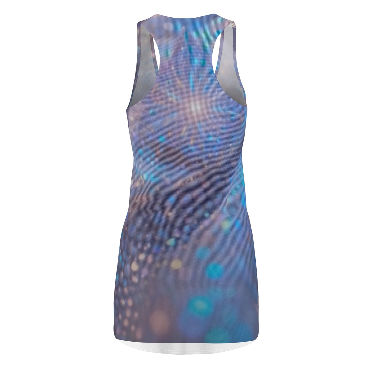 Galaxy Bloom Racerback Dress — Blue Cosmic Mandala All-Over Print