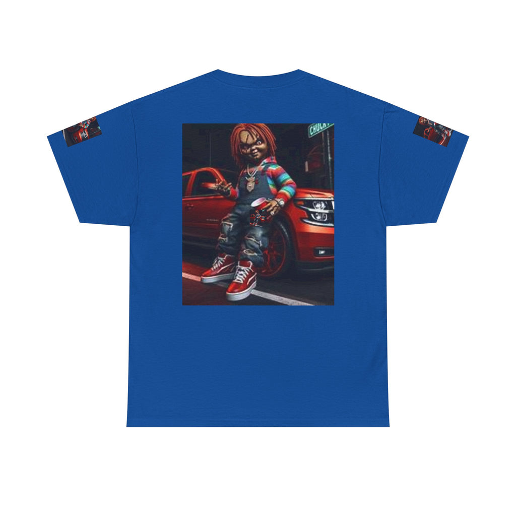 Horror Chucky Graphic Tee — Retro Red Car Street-Chill T-Shirt