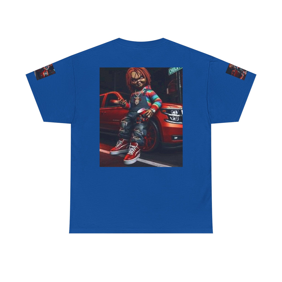 Horror Chucky Graphic Tee — Retro Red Car Street-Chill T-Shirt