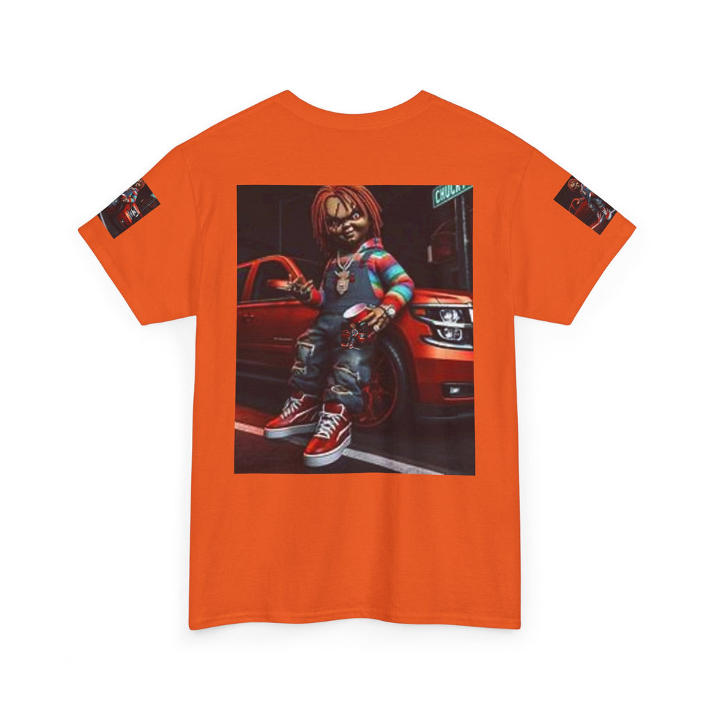 Horror Chucky Graphic Tee — Retro Red Car Street-Chill T-Shirt
