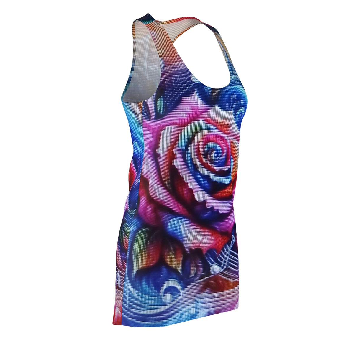 Racerback Dress — Vibrant Multicolor Rose Art Print