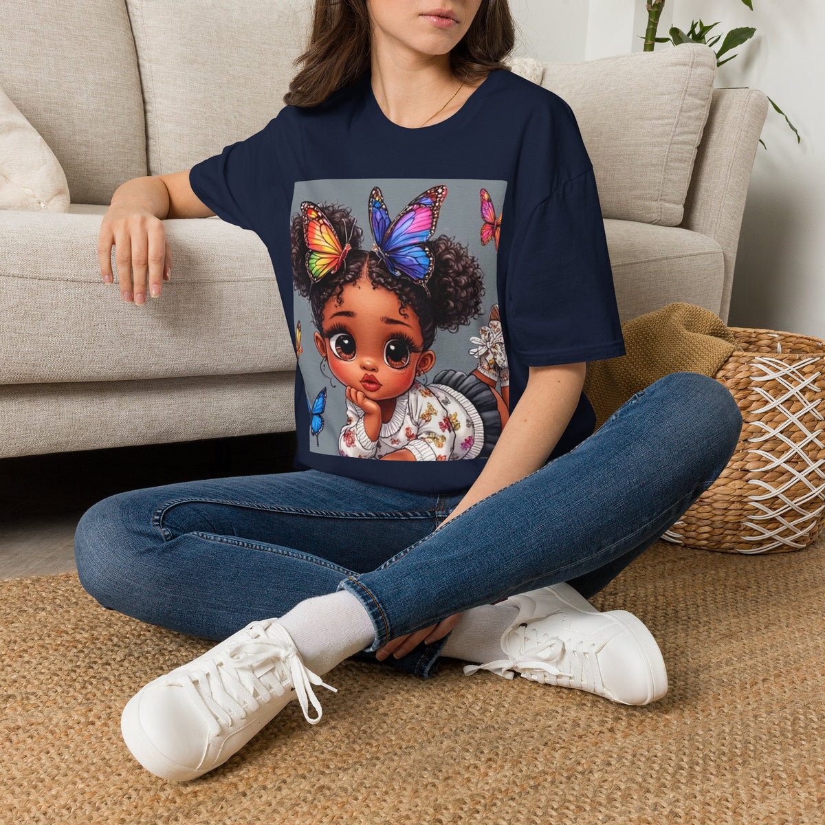 Butterfly Crown T‑Shirt — Cute Little Girl Illustration Tee