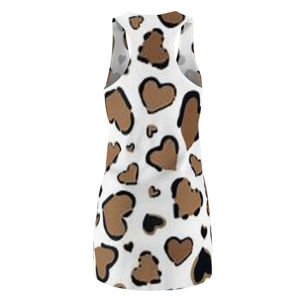 Heart Leopard Racerback Dress — Brown & White AOP Summer Sundress