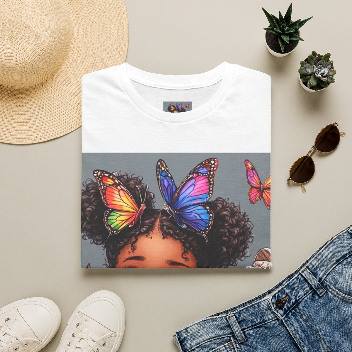 Butterfly Crown T‑Shirt — Cute Little Girl Illustration Tee