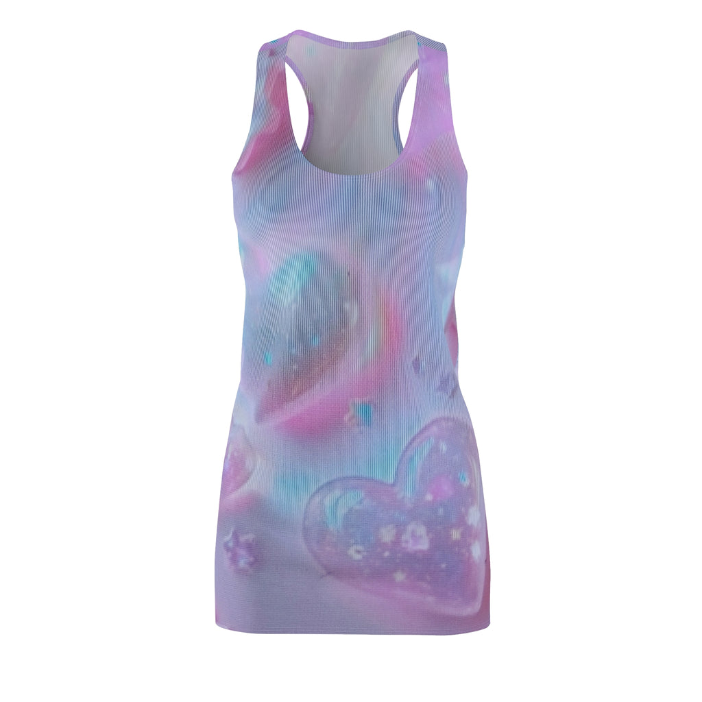 Pastel Heart Racerback Dress — Dreamy Galaxy Pastel All-Over Print