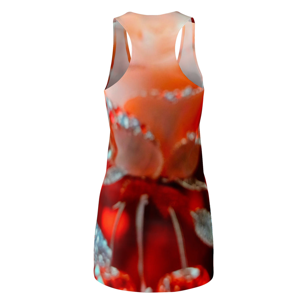 Red Floral Racerback Dress – Abstract Poppy Print All-Over