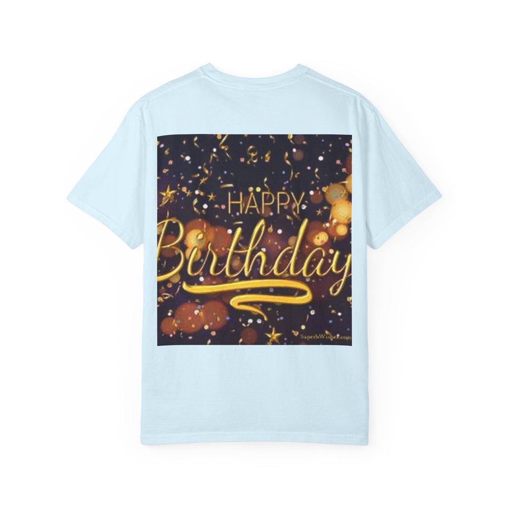 Birthday T-Shirt — Gold Confetti "Happy Birthday" Tee