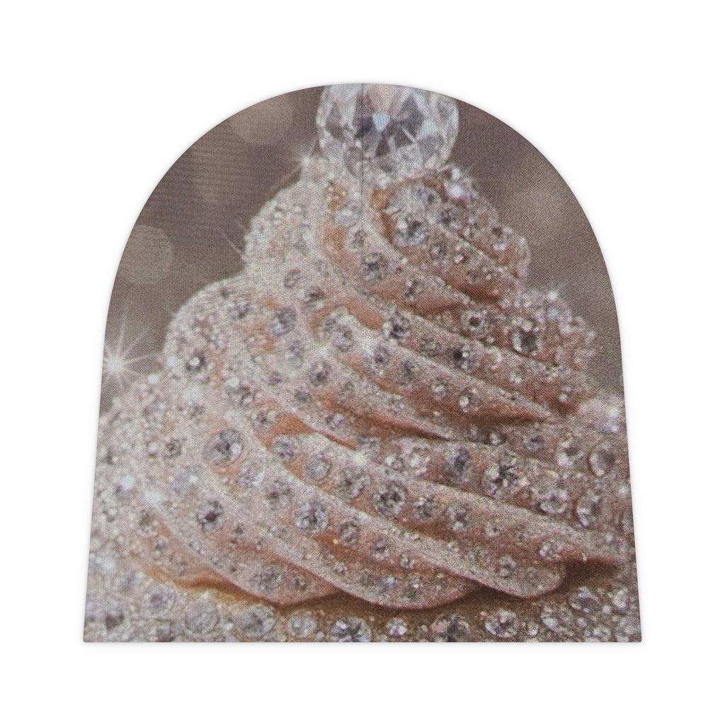 Sparkling Cupcake Baby Beanie — Glitter Diamond Print Newborn Hat