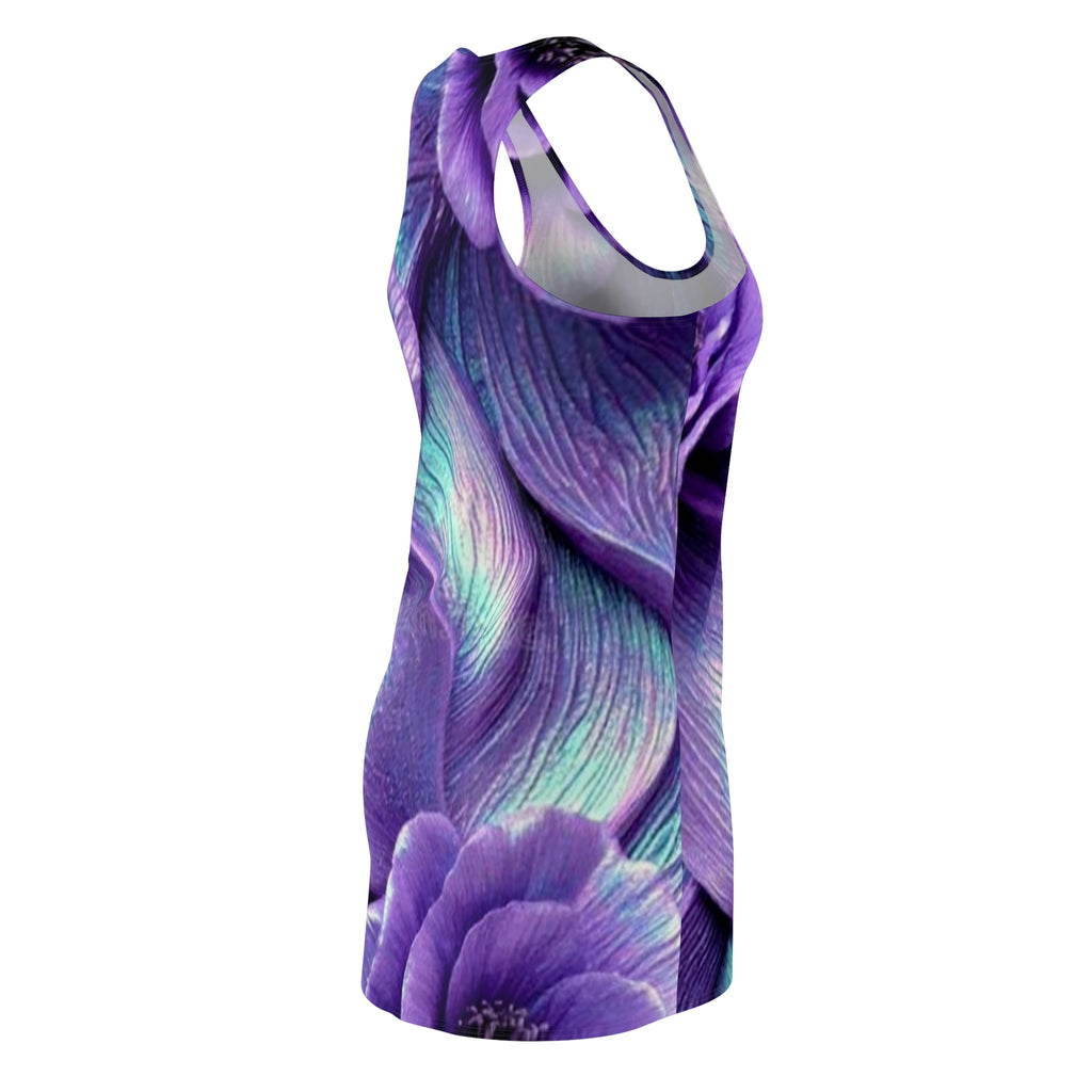 Purple Floral Racerback Dress — Vibrant All-Over Print Summer Dress