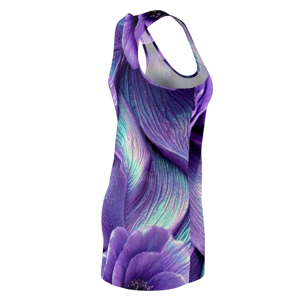 Purple Floral Racerback Dress — Vibrant All-Over Print Summer Dress