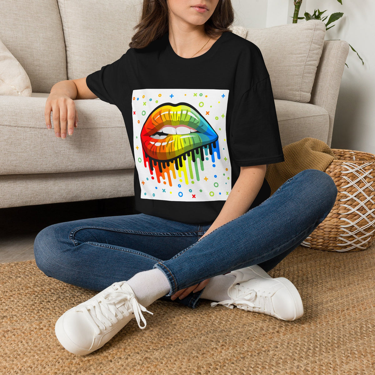 Rainbow Drip Lips T-Shirt — Pride LGBTQ+ Colorful Lip Graphic Tee