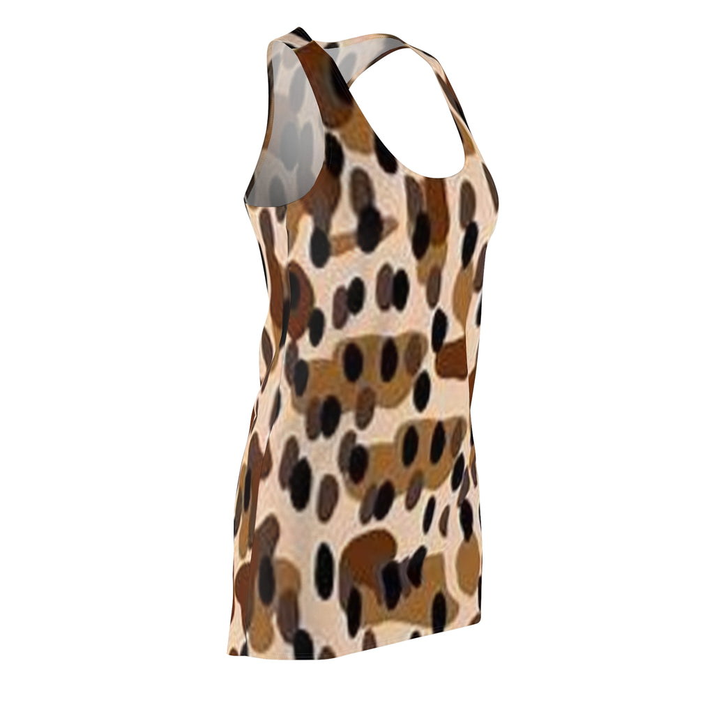 Leopard Spot Racerback Dress – Tan Brown AOP Bodycon