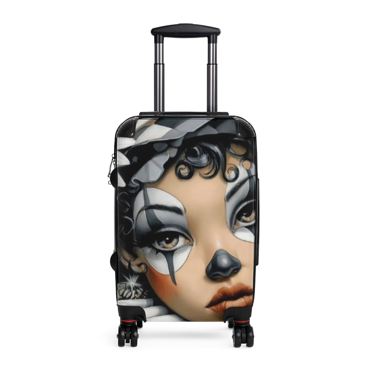 Pierrot Clown Art Carry-On Suitcase — Vintage Circus Face Luggage