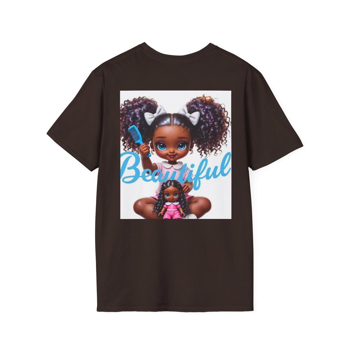 T-Shirt — "Beautiful" Cute Curly-Haired Doll Illustration Tee