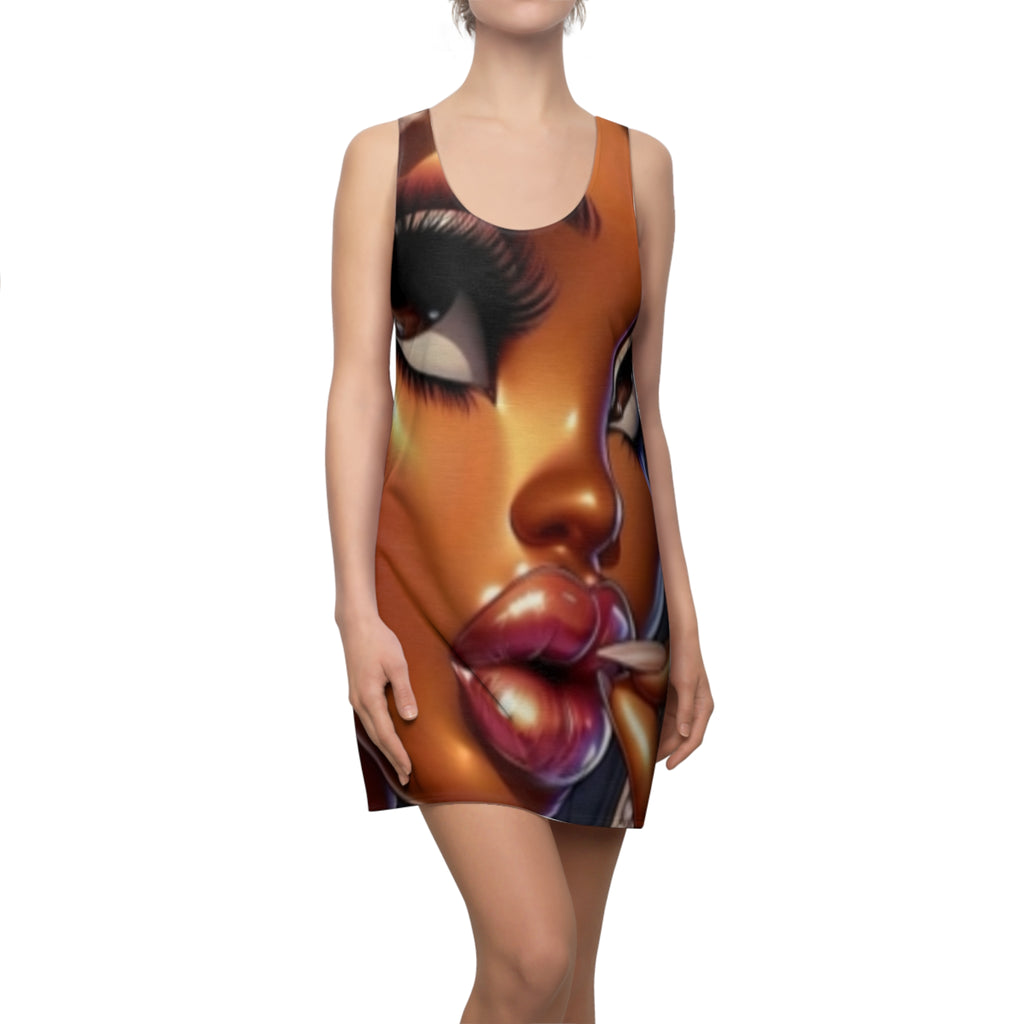 Racerback Dress — Bold Glam Portrait All-Over Print