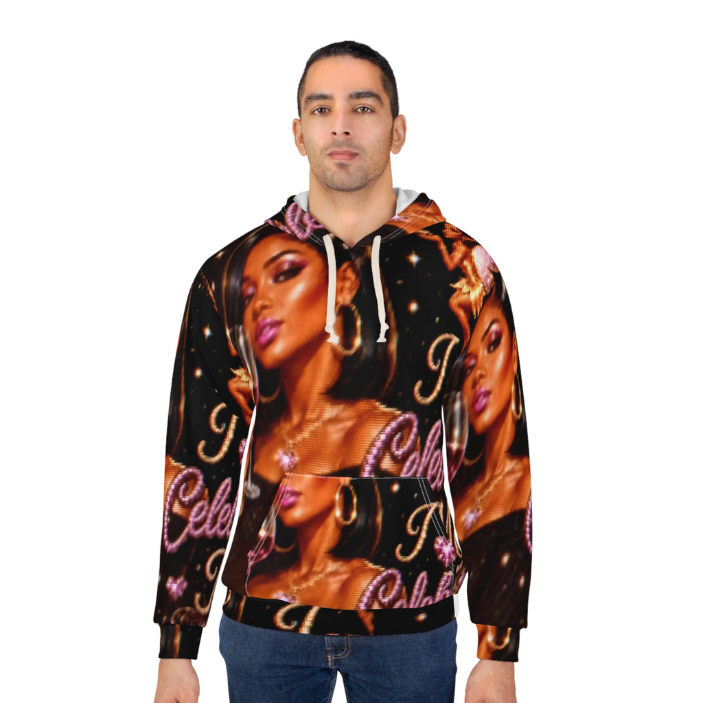 Celebrate Me Hoodie — Glamorous Wine Glass All-Over Print Pullover