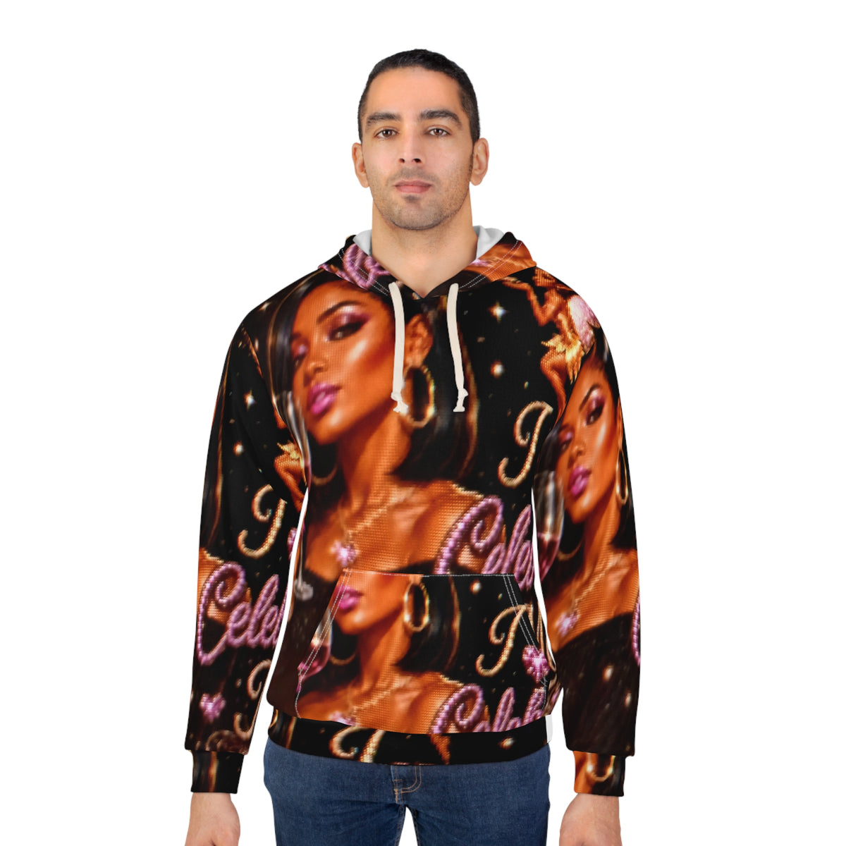 Celebrate Me Hoodie — Glamorous Wine Glass All-Over Print Pullover