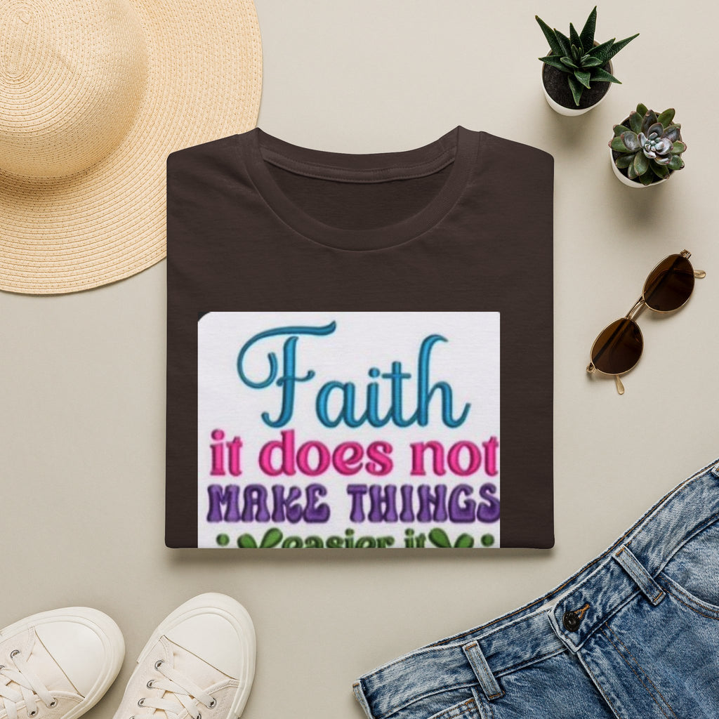 Faith Quote T‑Shirt — “Faith it does not make things easier it makes them possible” (Luke 1:37)