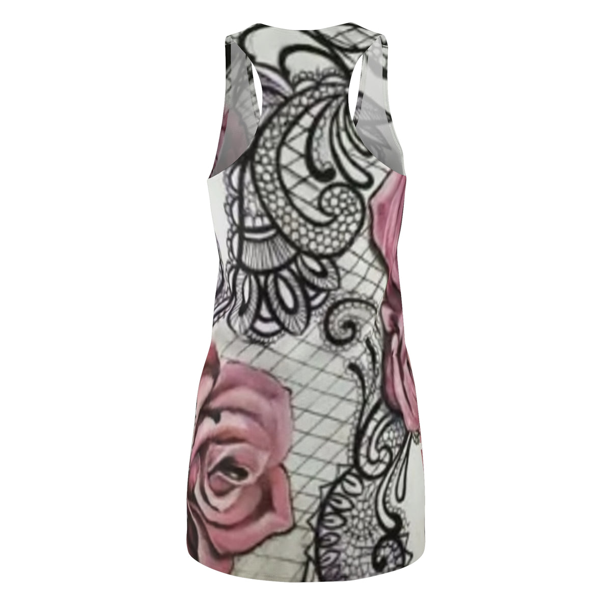 Racerback Dress — Pink Rose Lace Tattoo All-Over Print