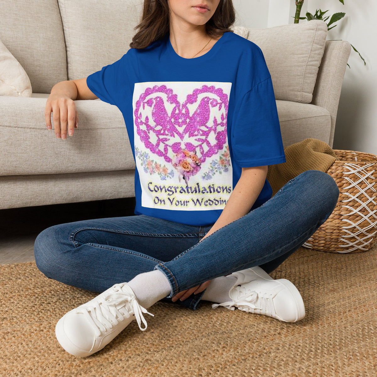 Wedding Congratulations T-Shirt — Pink Glitter Heart Design