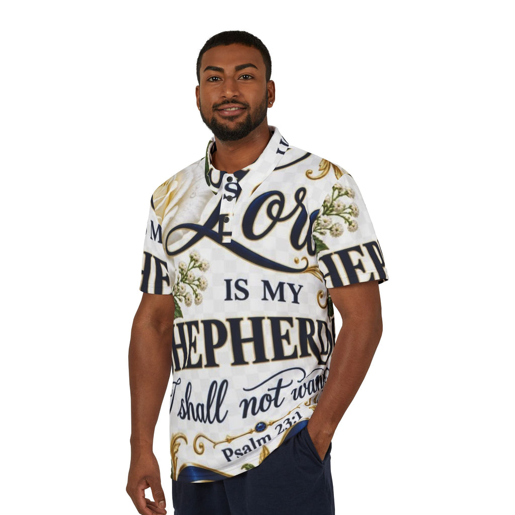 Psalm 23 Polo Shirt — "The Lord Is My Shepherd" All-Over Print Christian Polo