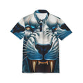 Blue Tiger Face Polo Shirt — All-Over Print Bold Animal Graphic Polo