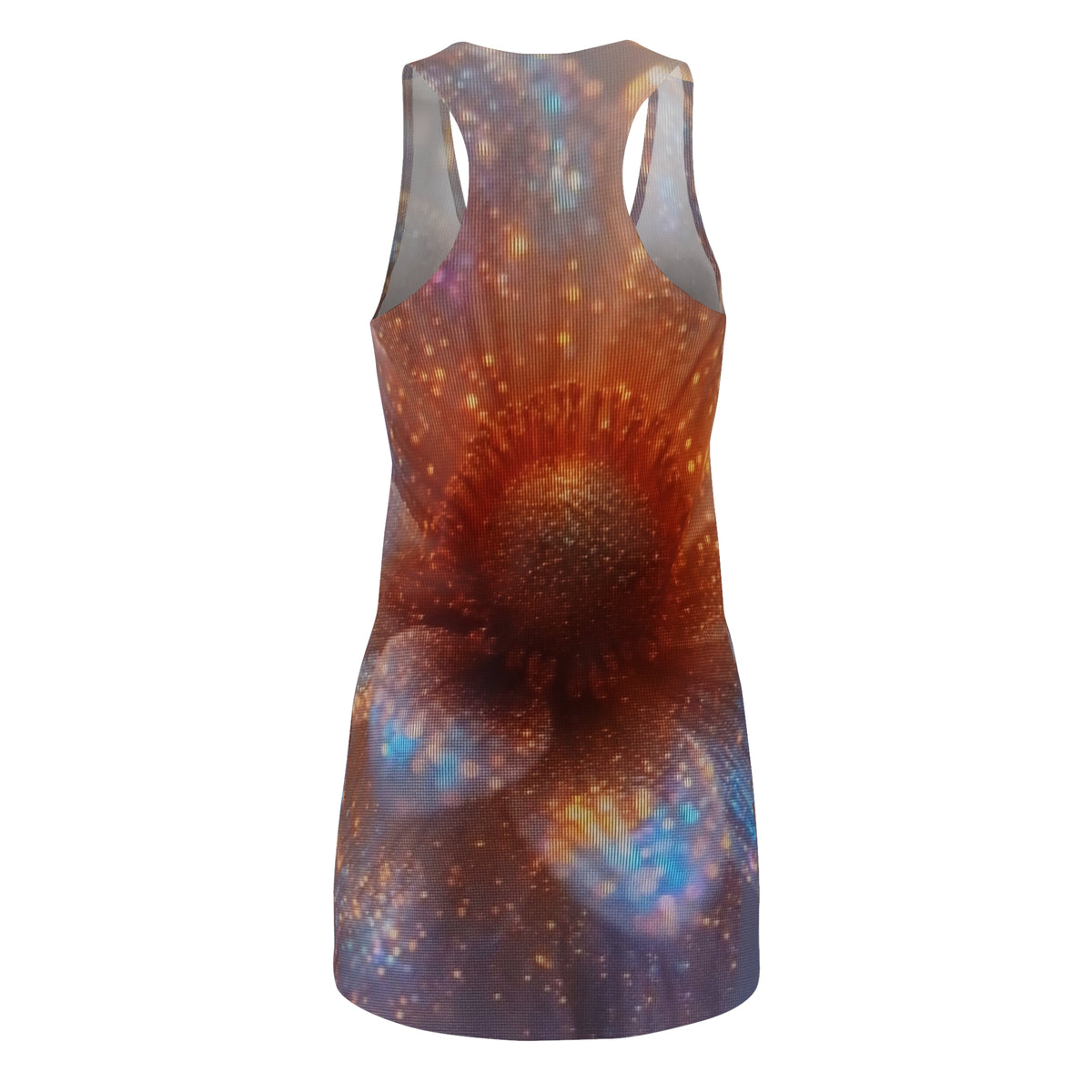 Sunburst Floral Racerback Dress — Galaxy Orange Bloom All-Over Print