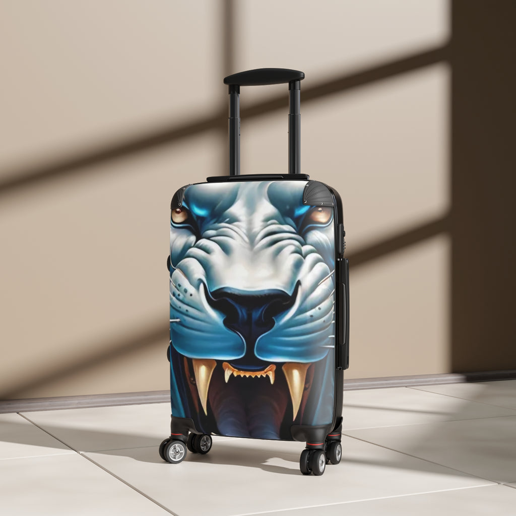 Roaring Blue Tiger Carry-On Suitcase — Bold Animal Print Luggage