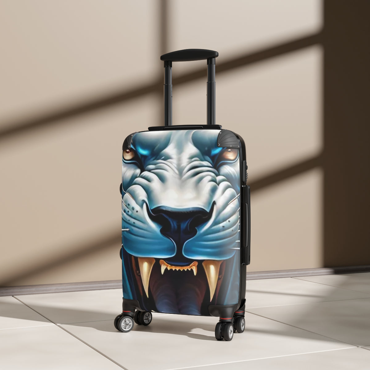 Roaring Blue Tiger Carry-On Suitcase — Bold Animal Print Luggage