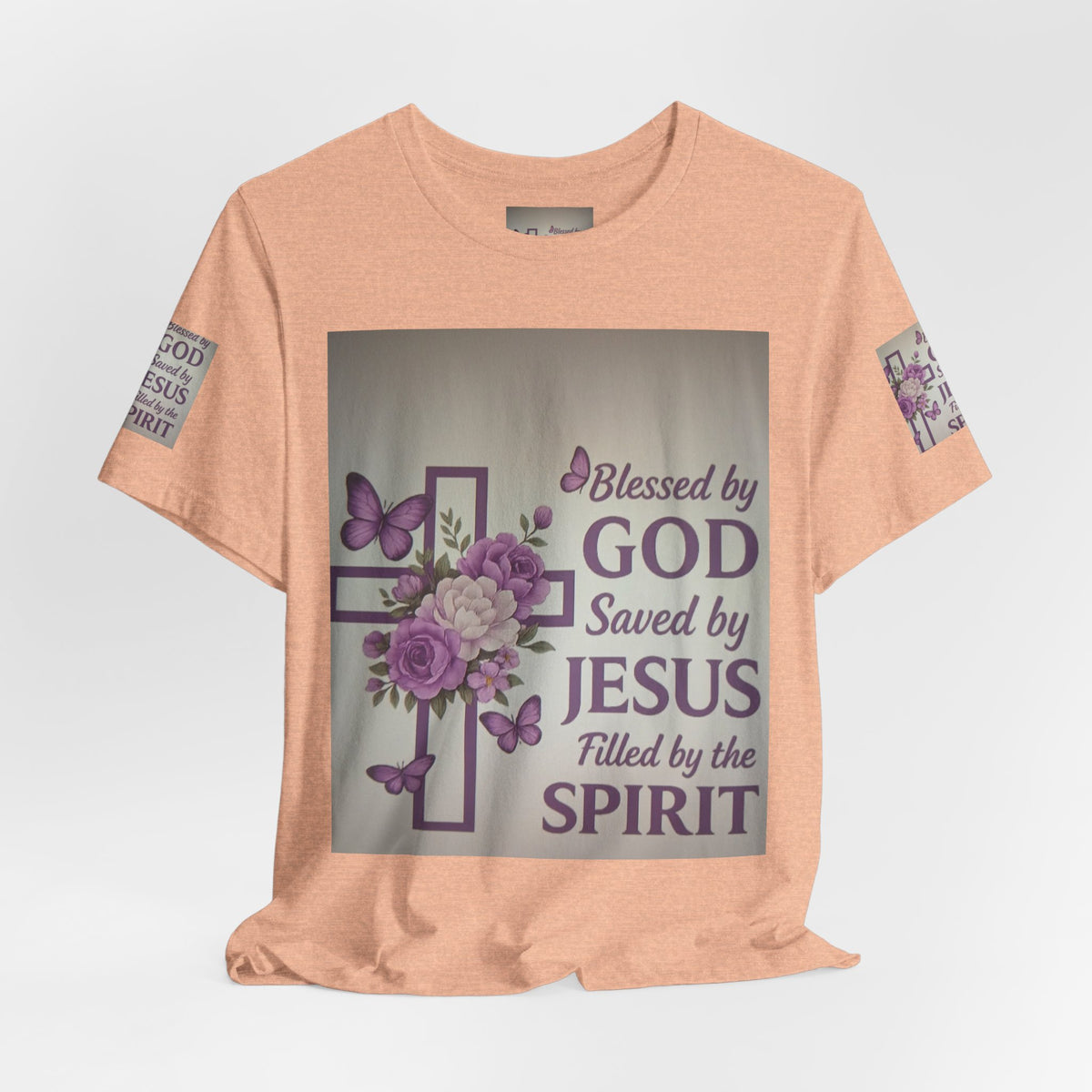 Blessed by God Christian T-Shirt — "Blessed by God, Saved by Jesus, Filled by the Spirit"