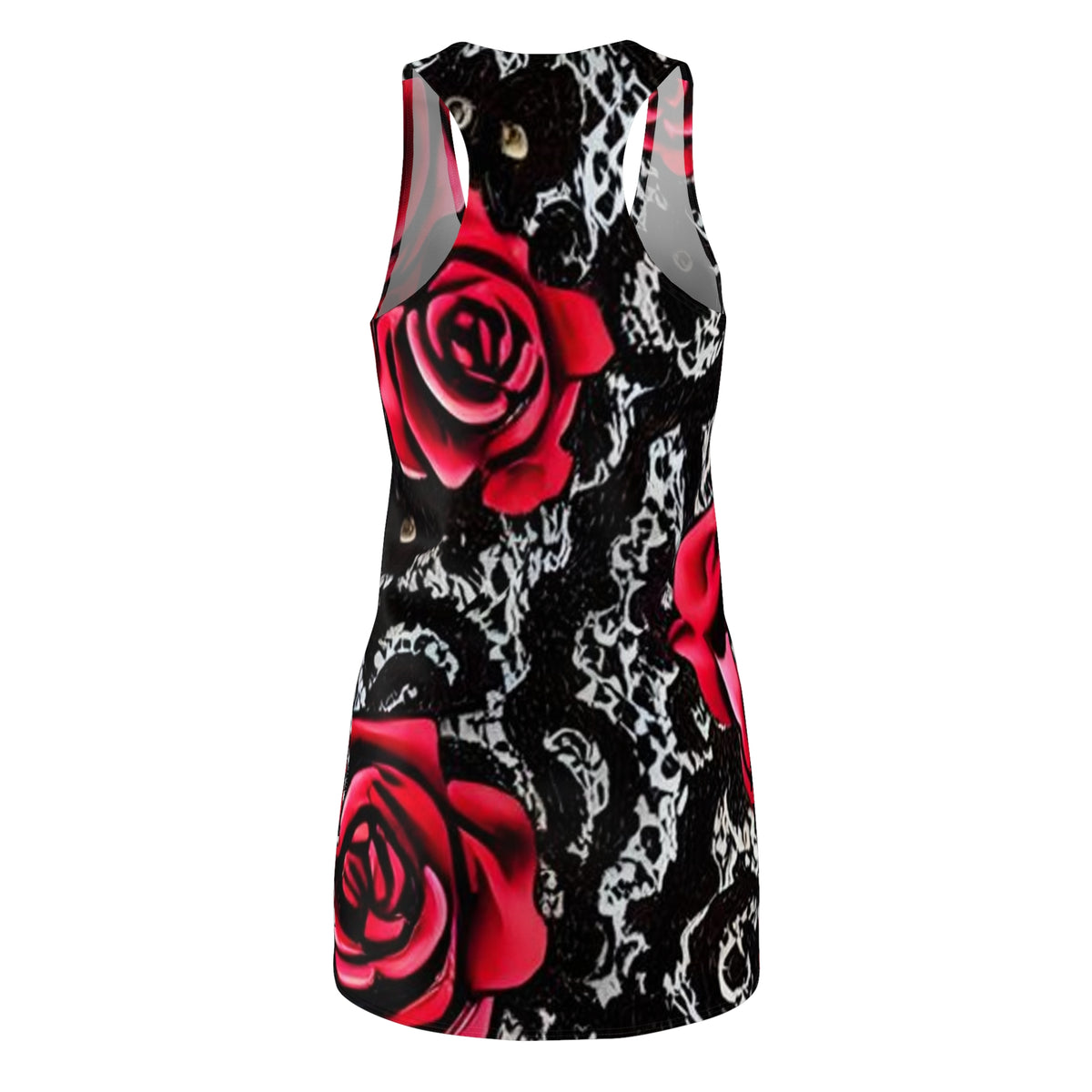 Red Rose Lace Racerback Dress — Gothic Floral AOP Women's Dress