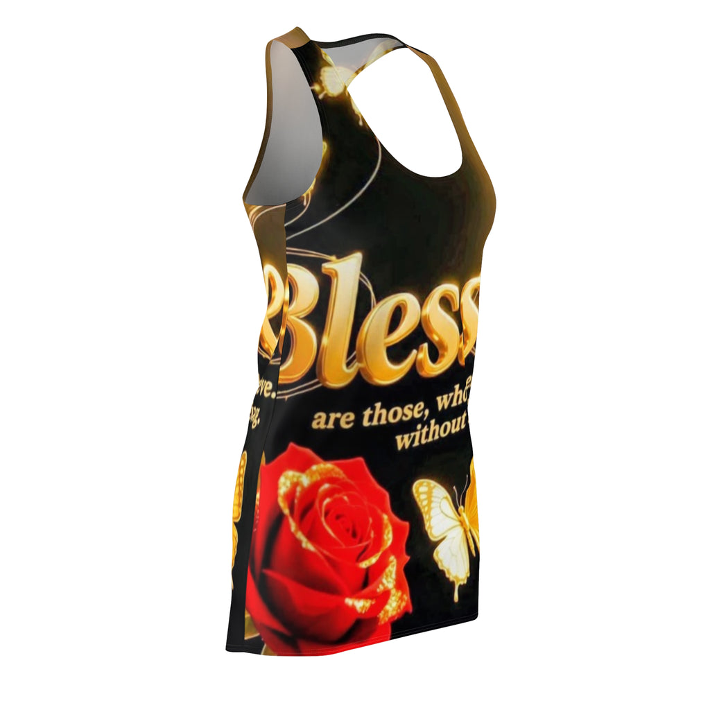 Blessed Floral Racerback Dress — 'Blessed' Script with Rose & Butterfly