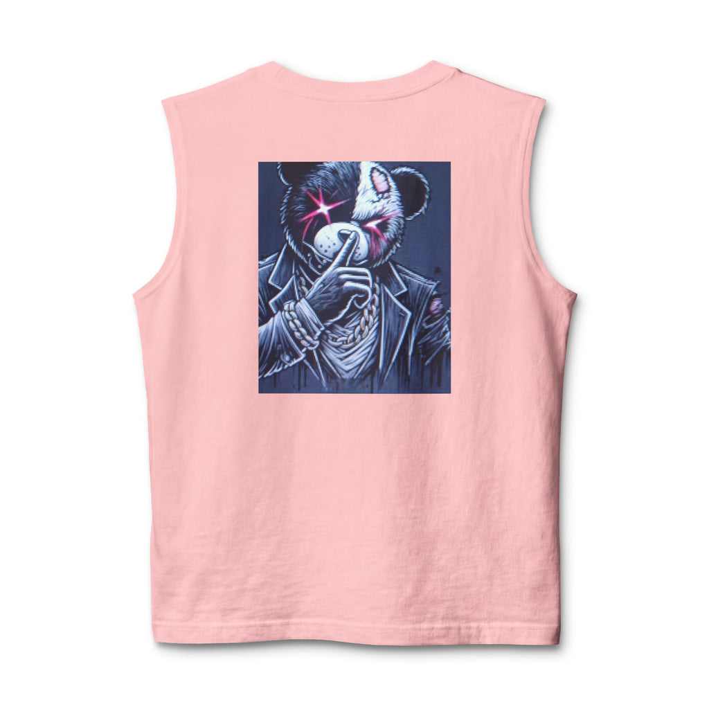 Mystery Bear Mask Muscle Tank — Dark Neon Graphic Tank Top