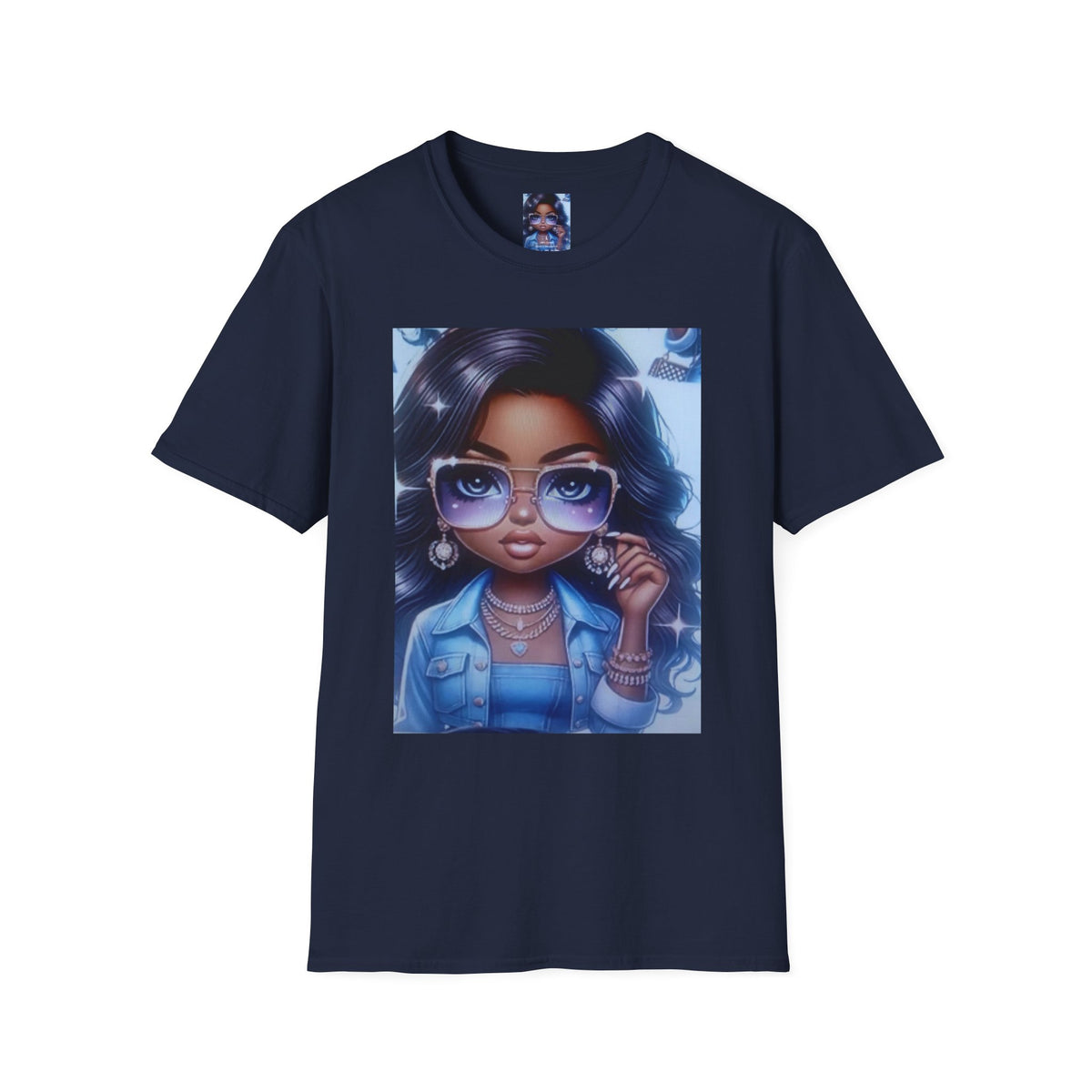 Afro Chic Graphic Tee — Girl with Sunglasses Illustration
