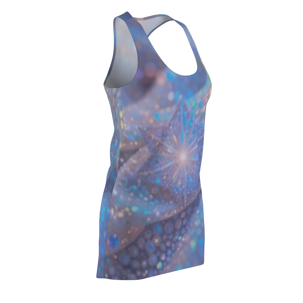 Blue Starburst Racerback Dress — Ethereal Galaxy Print Women's Dress
